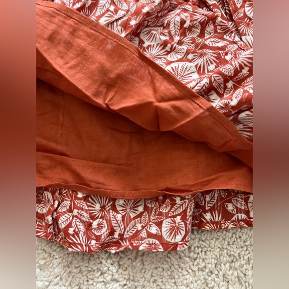 NWT LOFT Ladies Terracotta Rusty Orange Leafy Floral Tiered Mini Skirt 🍁🤠 - Picture 6 of 8